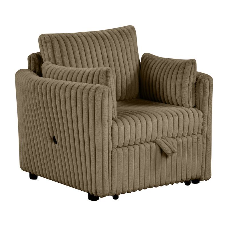 Modern Fabric Sleeper Single Sofa with USB and 2 pillows