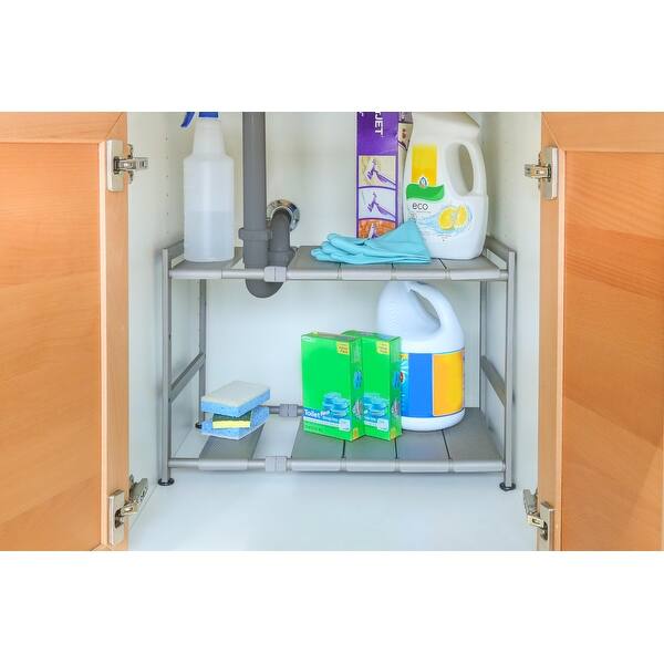 Seville Classics Expandable Under-Sink Shelf with steel Perforated Panels