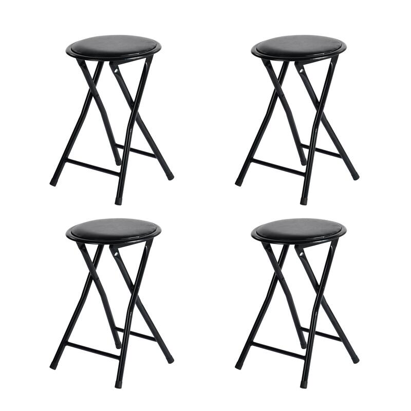Homy Casa Set 2/4 Black Metal Folding Stools Portable Home & Events