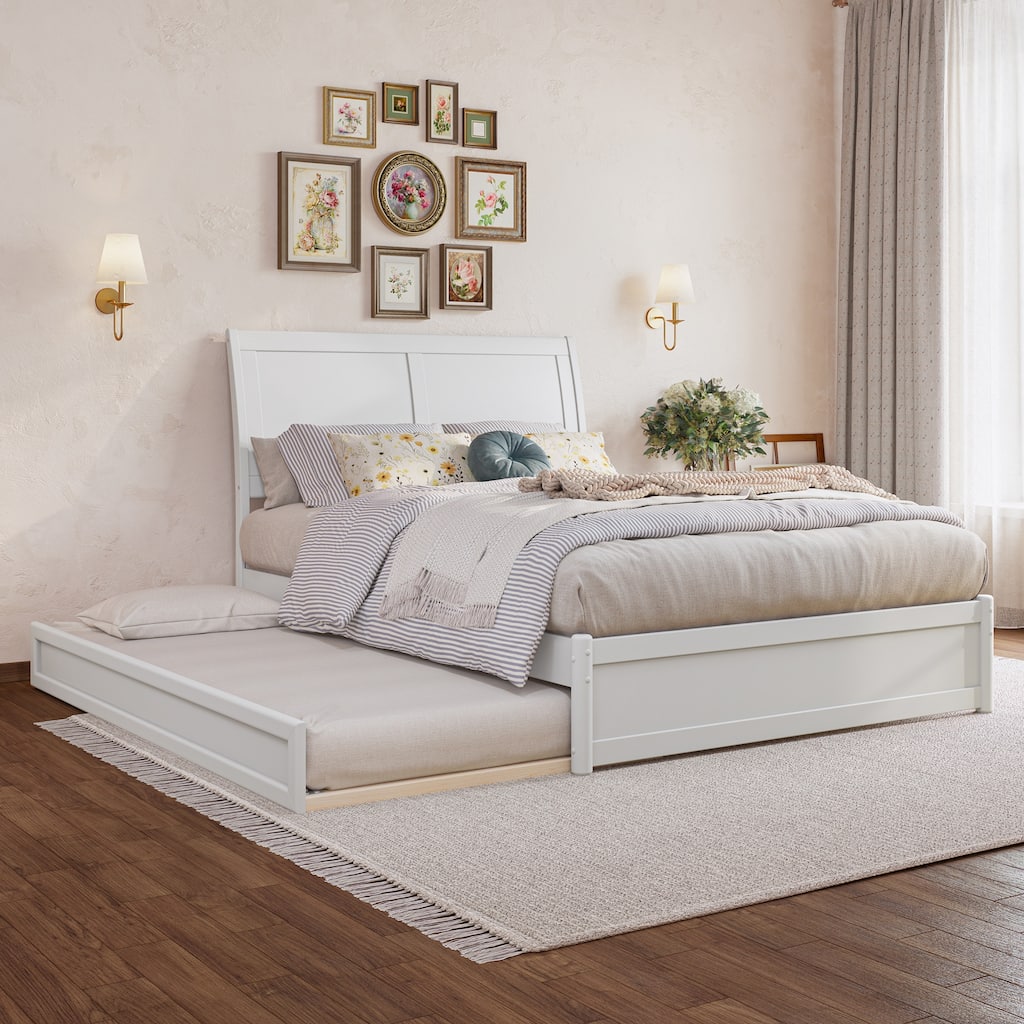 Andorra Platform Bed with Panel Footboard and Twin Trundle