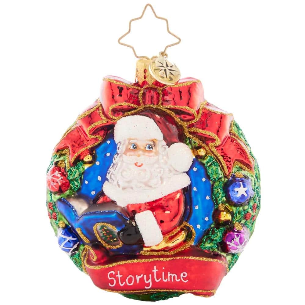 Santa's Story Time Gem Glass Christmas Ornament