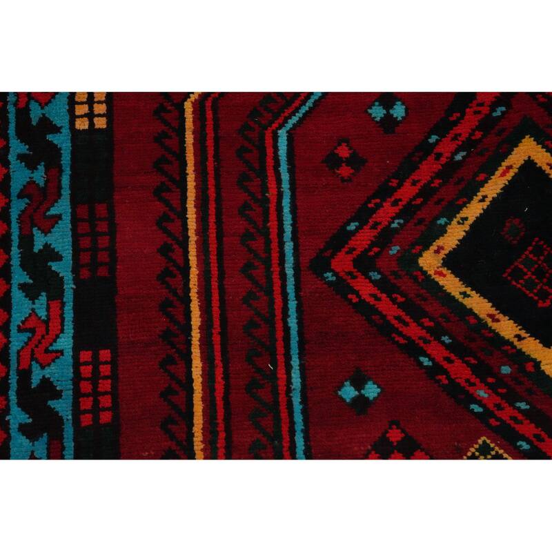 Hand Knotted Oriental 100% Wool Carpet Traditional Tribal Red Shiraz Area Rug - 9' 5'' X 4' 11''