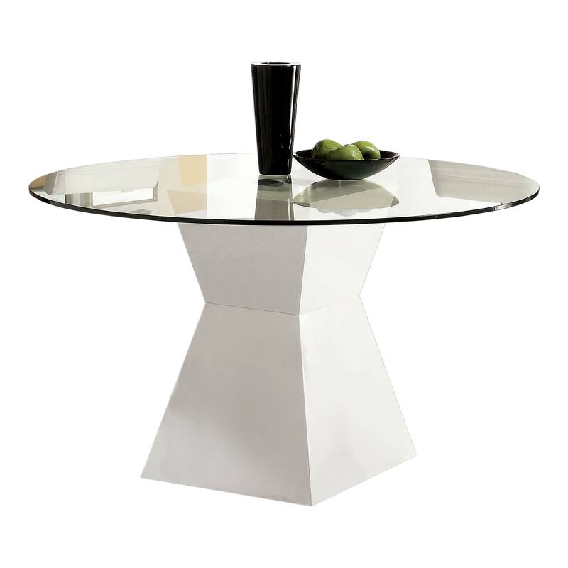 Furniture of America Hann Contemporary White 45-inch Glass Top Dining Table