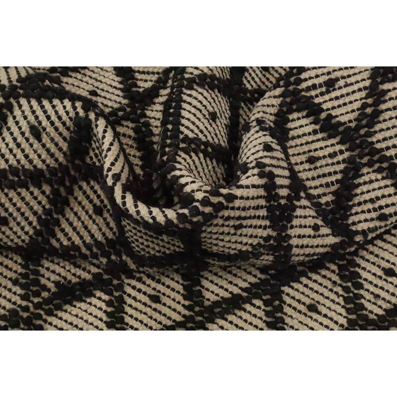 Hand Knotted Oriental 100% Wool Carpet Modern Geometric Black Modern Gotti Design Area Rug - 8' 0'' X 4' 11''