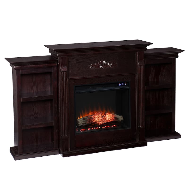SEI Furniture Forbes Electric Fireplace Mantel with Bookcase Storage