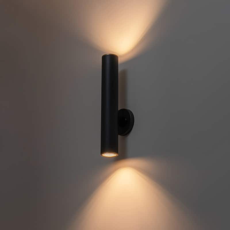 2-Light Modern Linear Cylinder Waterproof Integrated LED Outdoor Light for Patio - 4.7 in. W x 17.7 in. H x 5 in. D