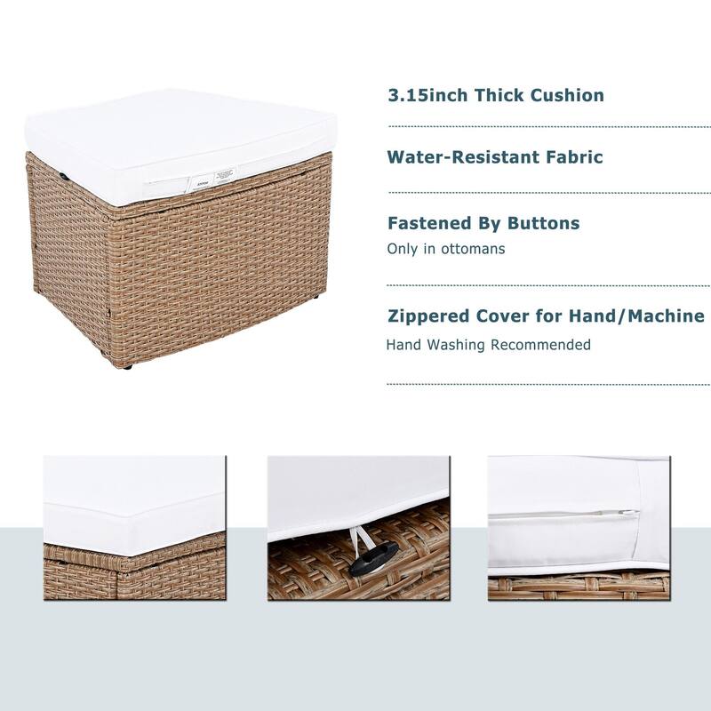 10-Piece Outdoor PE Wicker Sofa Set with Cushions
