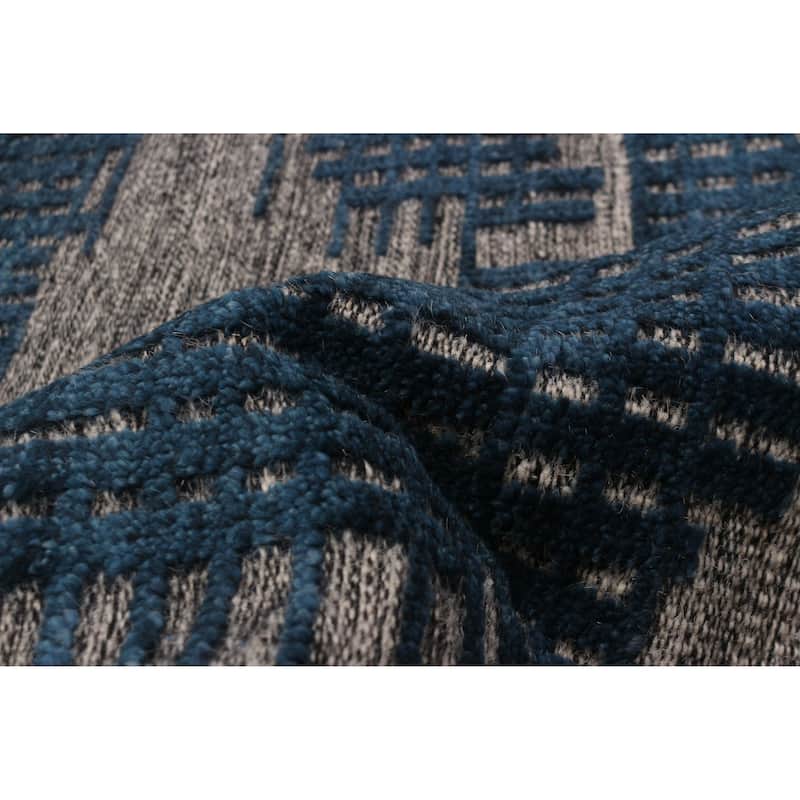ECARPETGALLERY Hand-knotted Tangier Dark Blue Wool Rug - 8'0 x 10'4