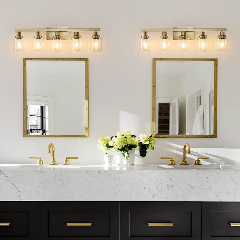 Bathroom Vanity Light With Clear Glass Shades For Vanity Mirror, Bathroom, Or Hallway