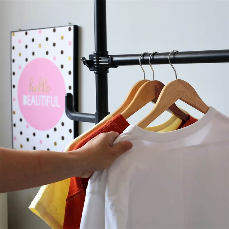 Telescopic Garment Rack,Heavy Duty Design Movable DIY By Hand