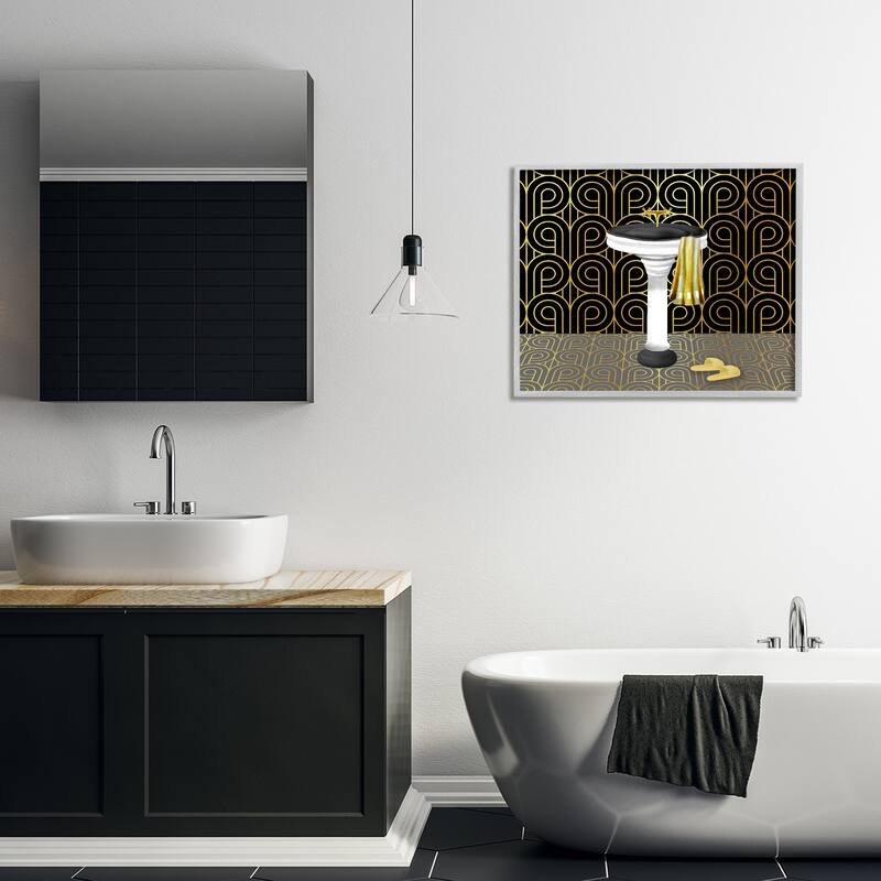 Stupell Bathroom Sink Deco Style Framed Giclee Art Design By Conrad Knutsen