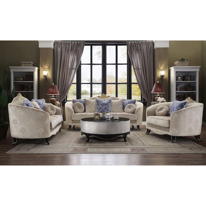 Ascher Cream and Black Cocktail Table with Cabriole Anne Leg