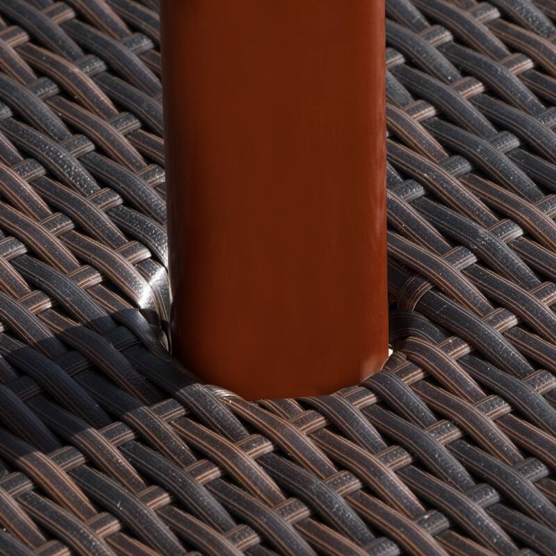 Berkeley Outdoor Wicker Side Table with Umbrella Hole by Christopher Knight Home - 19.5"H x 34"W x 22"D