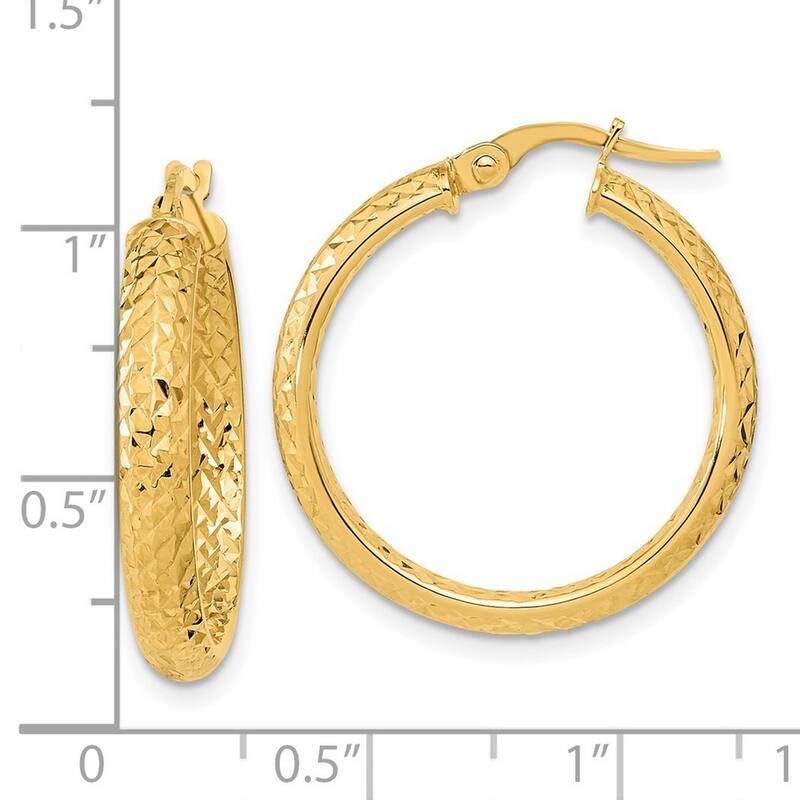 Curata 10k Yellow Gold Polished and Diamond cut Inside And Out Hoop Earrings - 25.79x24.35mm