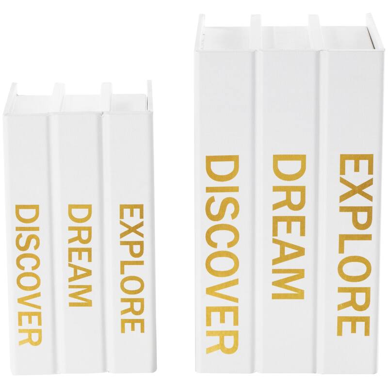 Black or White Canvas Box with White or Gold Explore, Dream, Discover Text (Set of 2)