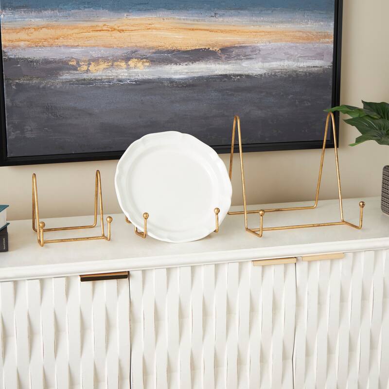 Gold Metal Wide Triangle Display Easel (Set of 3) - Gold