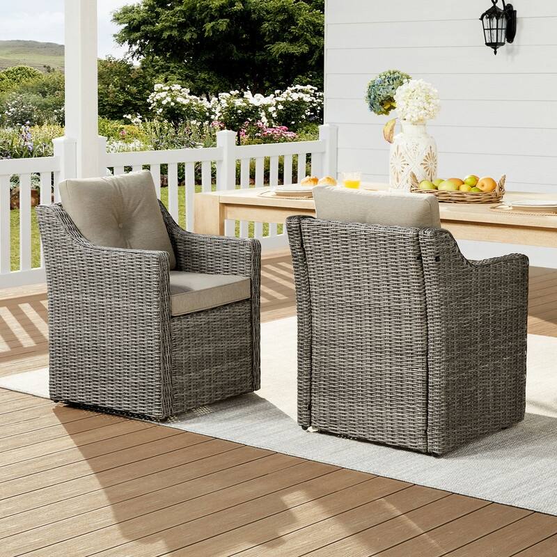 Murphy Outdoor Armchair Set Patio Furniture Set with Casters - Grey-2 Piece