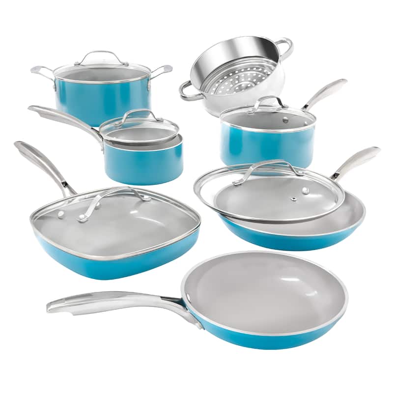 Gotham Steel Aqua Blue 12 Piece Nonstick Cookware set