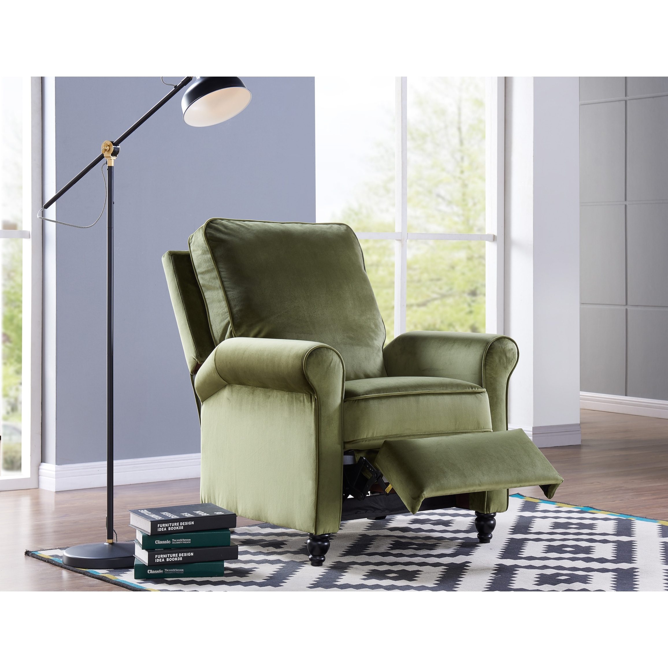 Green velvet recliner online