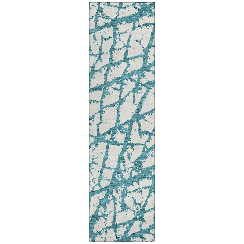 Machine Washable Indoor/ Outdoor Abstract Contemporary Chantille Rug