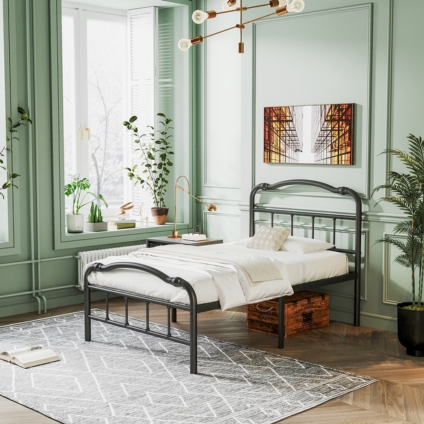 Heavy Duty Anti Sway 18 Inch High Steel Tube Iron Bed Double Wave Headboard And Footboard On Sale Bed Bath Beyond 40116484