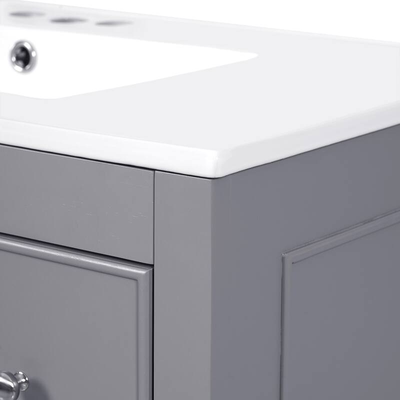 GDFStudio - Mario 36" Bathroom Vanity Cabinet with 4 Drawers and 1 Soft-Close Door