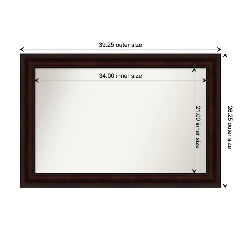 Coffee Bean Brown Framed Non-Beveled Custom Wall Mirror, Bathroom Vanity Mirror - Outer Size: 39.25 x 26.25