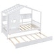 preview thumbnail 49 of 50, Pine Wood House Bed with Trundle Bed, Bookcase Bed with Storage Shlef & Roof, Semi-enclosed Design, for Kids Girls Boys