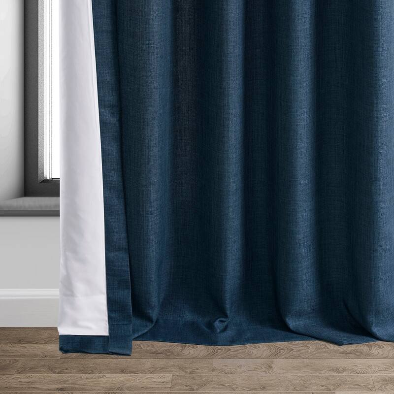 Exclusive Fabrics Italian Faux Linen Room Darkening Curtains (1 Panel) - Sophisticated Drapery for Versatile Décor