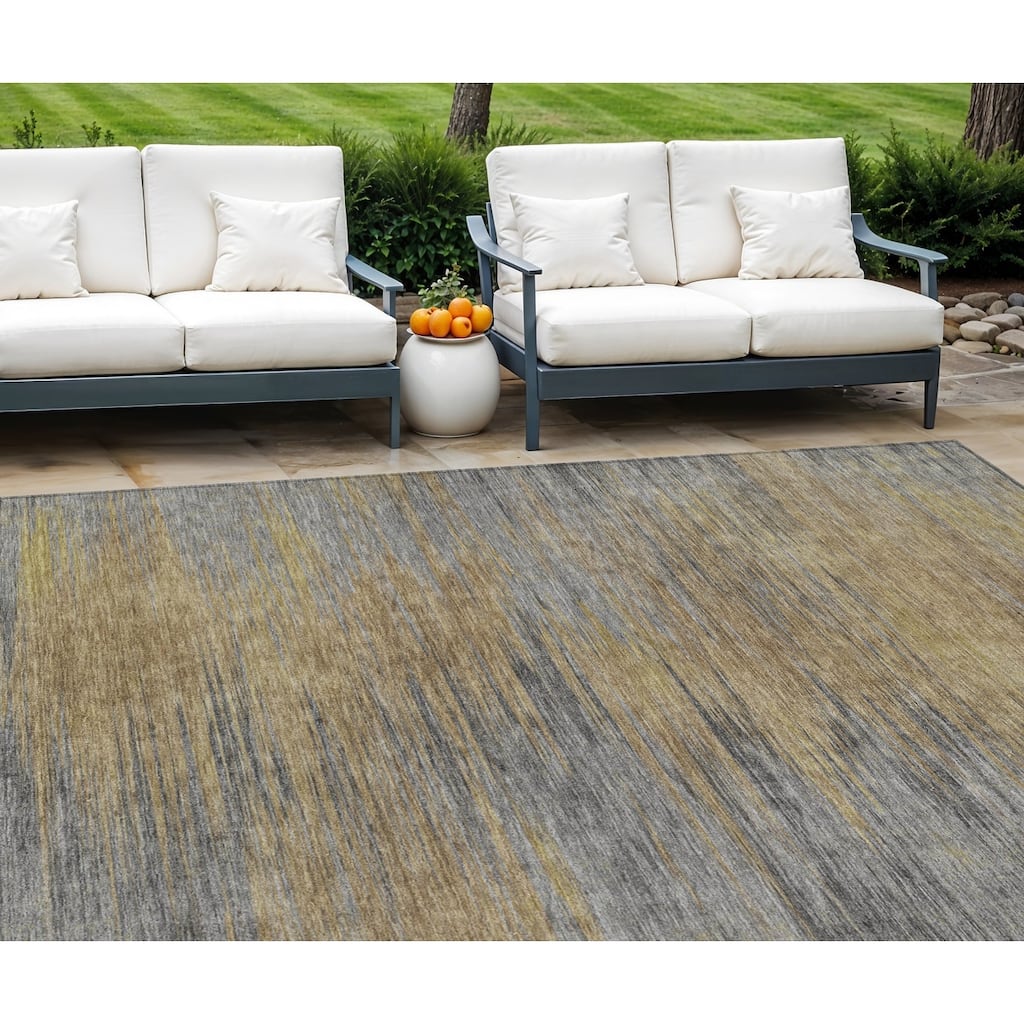 HomeRoots Abstract Transitional Rectangle Outdoor Rug