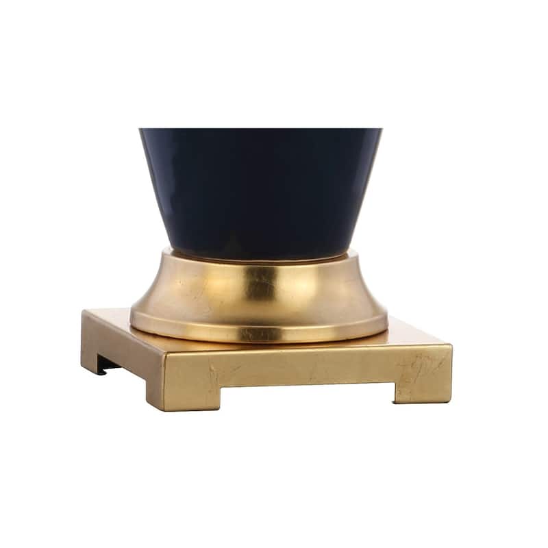 Carter Dye 31.5" Ceramic LED Table Lamp, White/Navy by JONATHAN Y