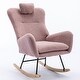 preview thumbnail 23 of 48, Modern Living Room Teddy Fabric Rocking Chair with Pocket and Headrest, Dark Green