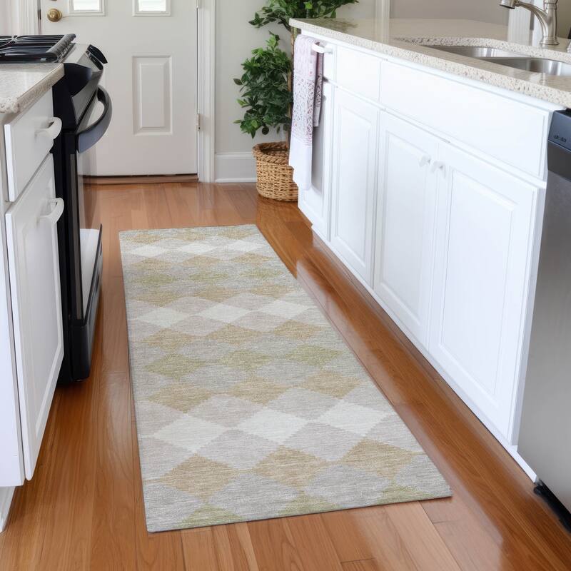 Premium Washable Super Soft Diamond Modern Mayfield Rug - Beige - 2'3" x 7'6"