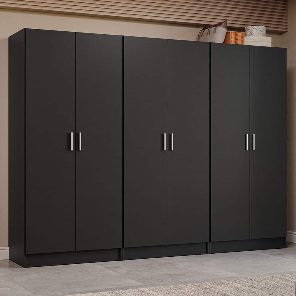 Madesa 6 Doors Wardrobe Storage Cabinet with Ample Shelves 94"L