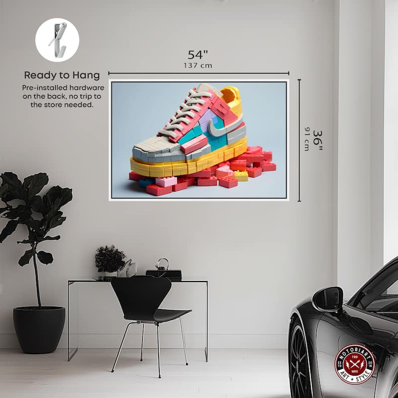 Notoriart Toy Sneaker Pastel Framed Sneaker 1 Piece Canvas Wall Art