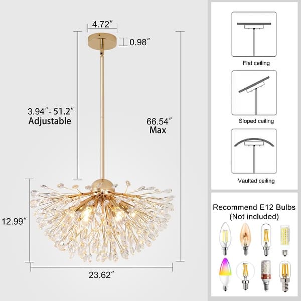 6-Light Modern Luxury Crystal Chandelier