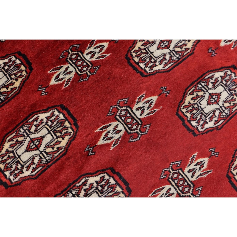 Rustic Bokhara McBride Red/Gray Hand Knotted Wool Rug - 6'2'' x 9'1''