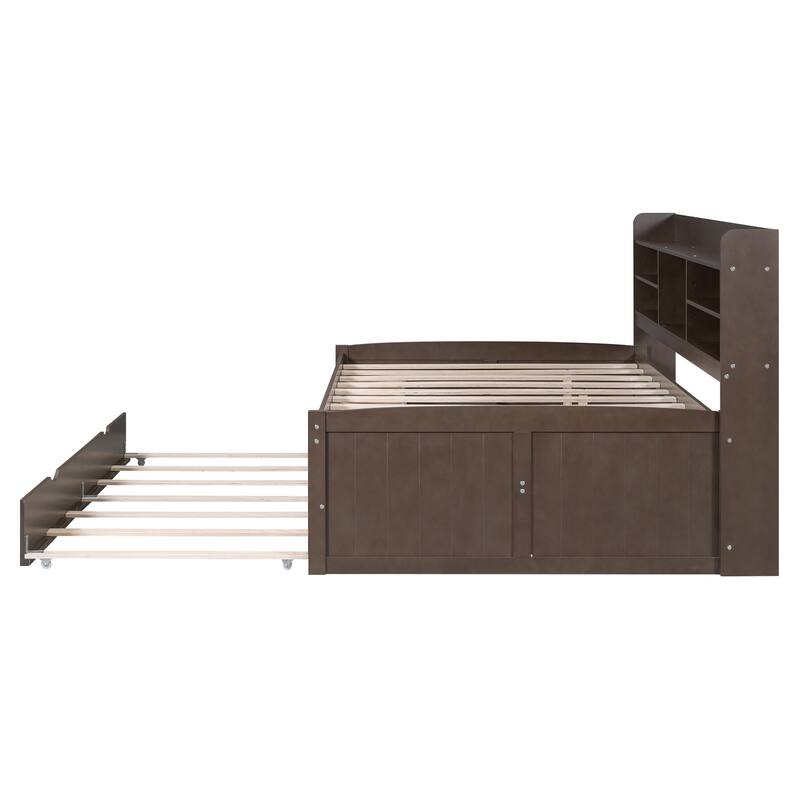 Captain Bed Platform Bed Daybed Frame with 3 Drawers and Trundle
