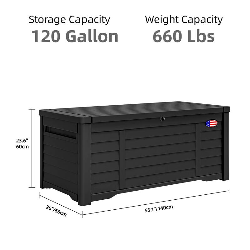 120 Gallons Water Resistant Lockable Deck Box