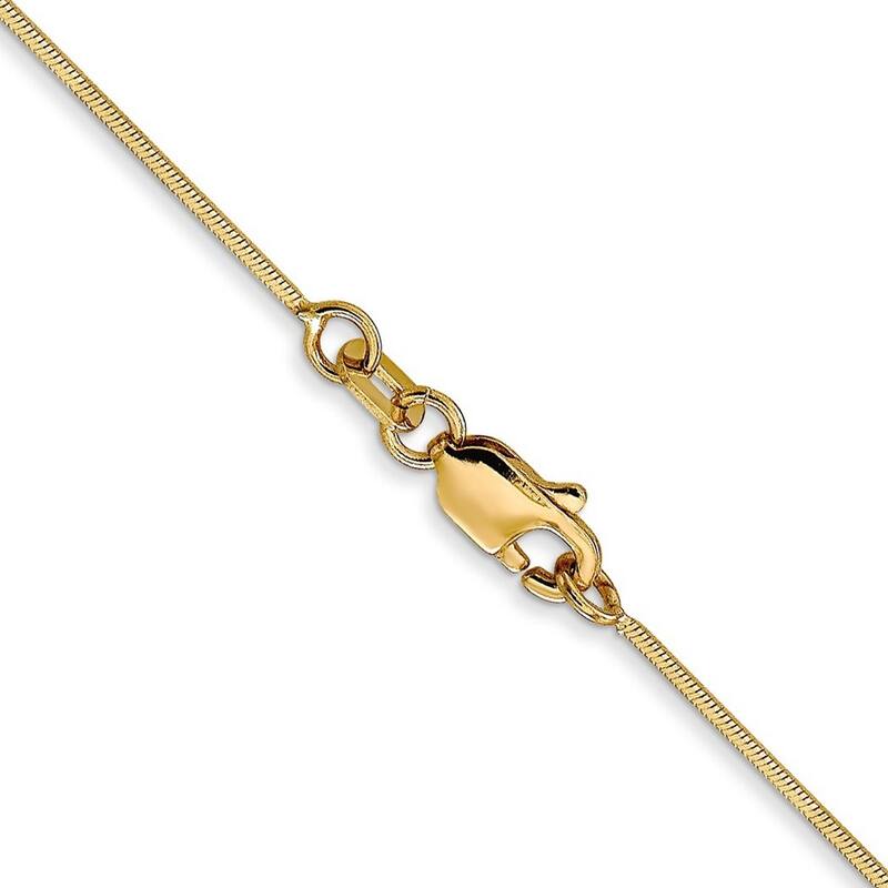 Curata 14k Yellow Gold Solid 0.8mm Diamond-cut Octagonal Snake Chain Necklace (Lobster) Options 16 18 20 24 30