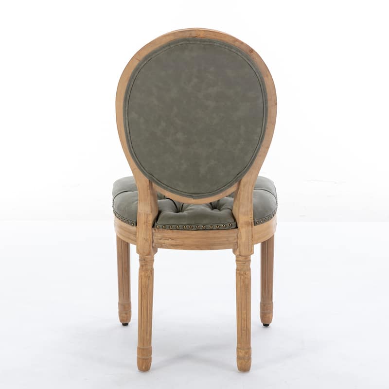 GDF Studio - French Traditional Wood PU Upholstered Dining Chairs with Tufted Back & Nailhead Trim, Set of 2