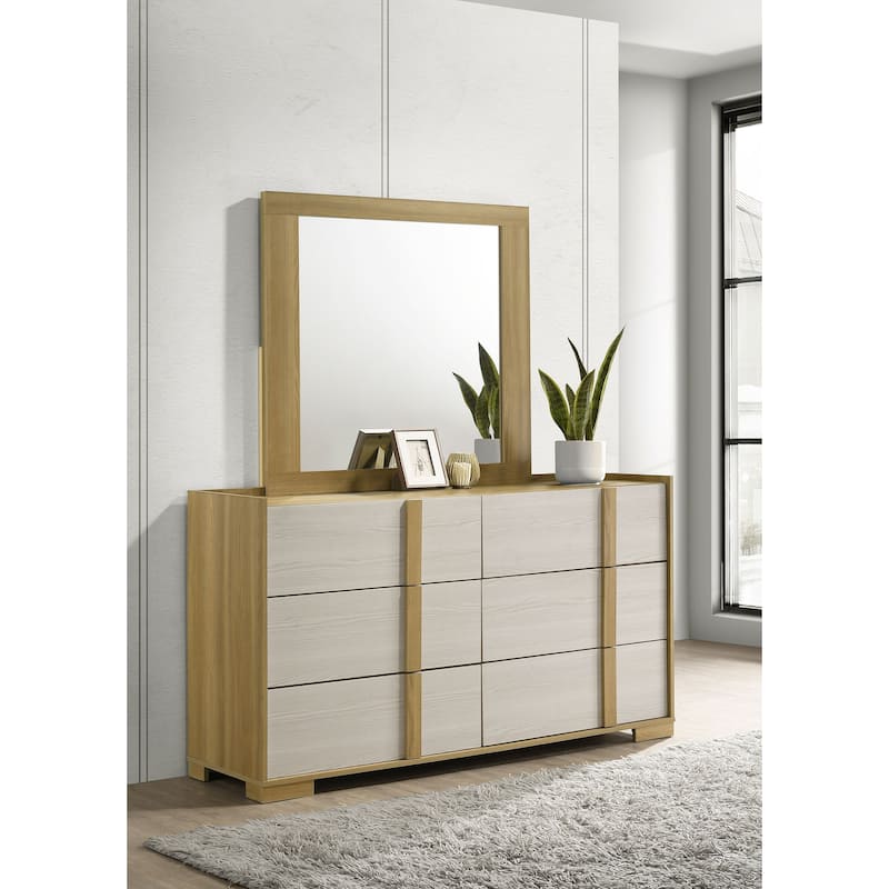 Hyland 6-drawer Dresser with Mirror Natural