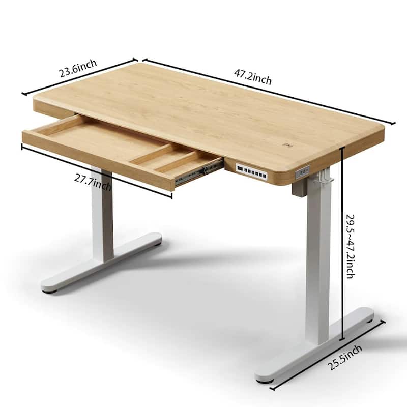 KOWO K3101 48 Inch Electric Standing Desk with Drawers Height Adjustable Sit to Stand Workstation, Motorized Home Office Desk
