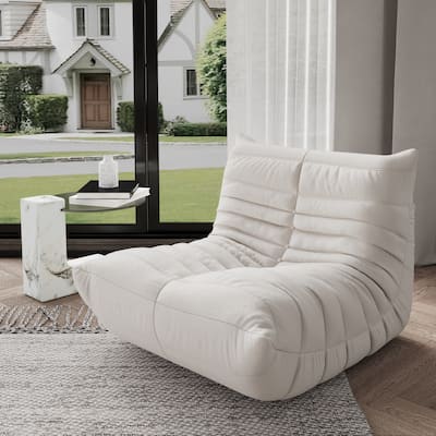 Single Lazy Sofa Teddy Fabric Soft Sponge Lounger Bean Bag Chair