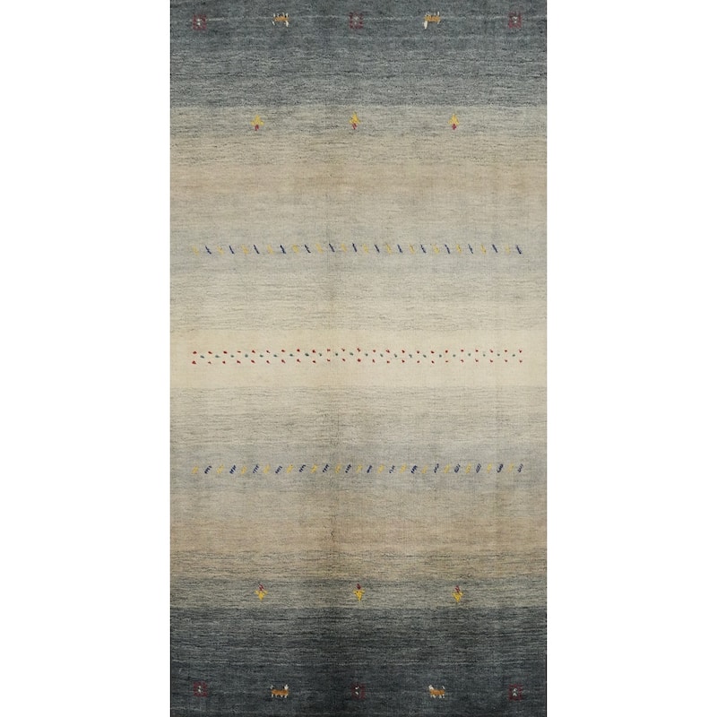 Hand Knotted Oriental 100% Wool Carpet Tribal Animal Pictorial Beige & Ivories Gabbeh Area Rug - 6' 5'' X 3' 6''