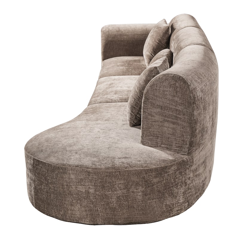 Christopher Knight Home - Curved 140" Upholstered Sectional Sofa with High-Density Fully Compressed Sponge and Chaise Lounge