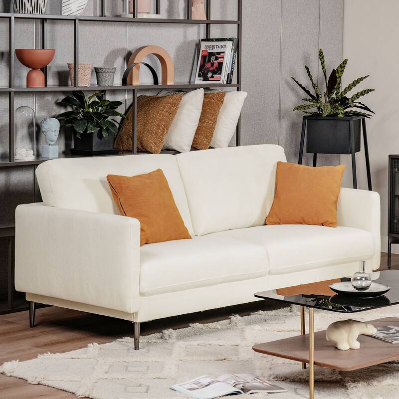 Costway 76.5'' Fabric Sofa Couch Living Room Small Apartment Furniture