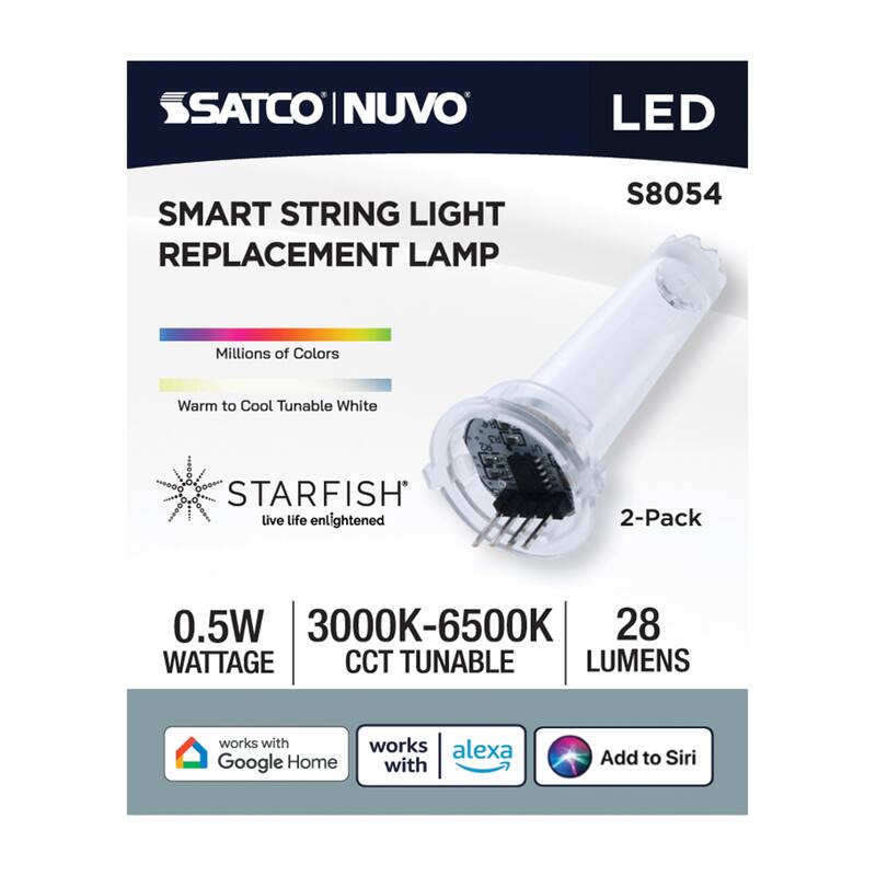 Starfish 0.5 Watt LED String Light Replacement Lamp S14 4-Pin Base RGBTW Clear 12-24 Volt 2-Pack