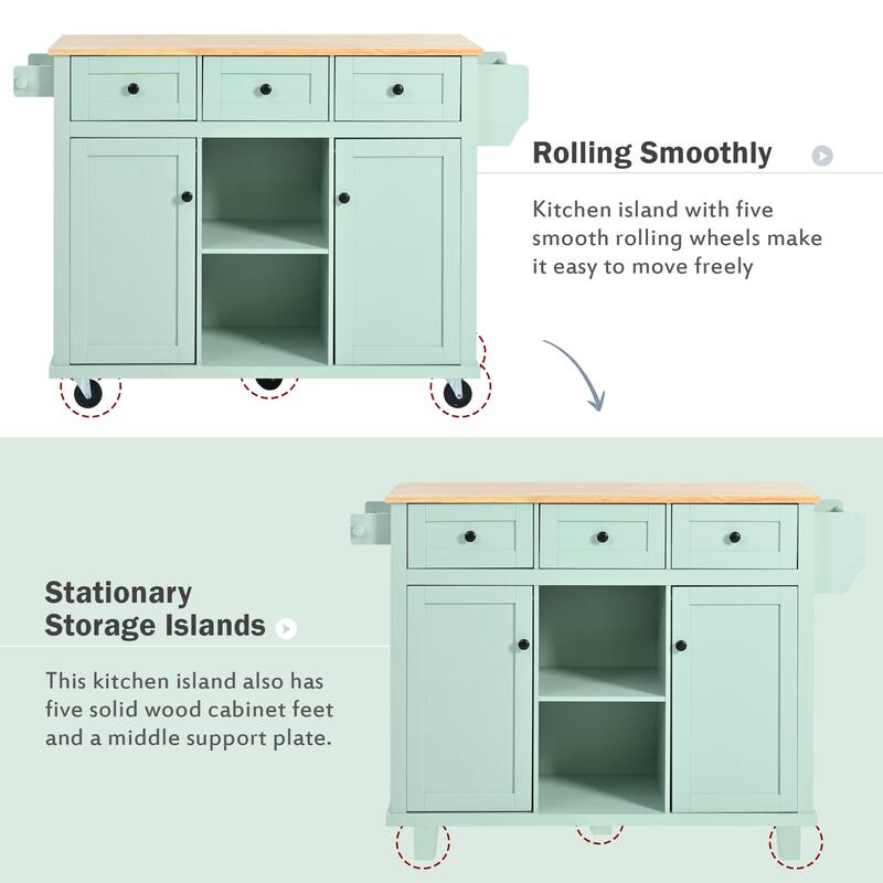 Chichoice Kitchen Islands & Carts with Storage on Wheels, Rolling Kitchen Island Cart with Drop Leaf Countertop