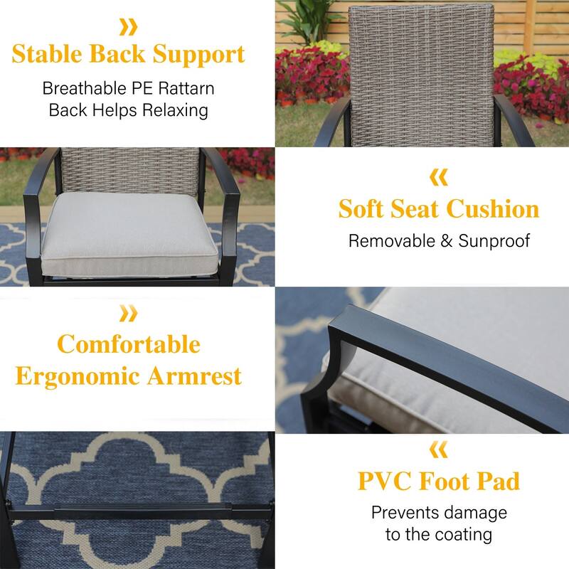 MAISON ARTS 3-piece Outdoor Swivel Bar Stool and Table Bistro Set